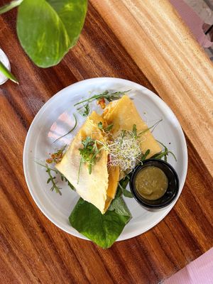 Chickpea flour crepe  at Hierba Santa in Tuxtla Gutierrez