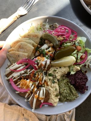 Falafel Plate (can also come as a smaller salad, or in a pita pocket)   at The Feast Cafe in Nimbin