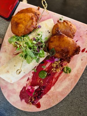 Aloo tikki wrap at The Cardamom Pod in Southport