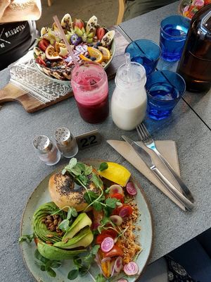 Avo-Bagel & PB Smoothie Bowl at The Cardamom Pod in Southport