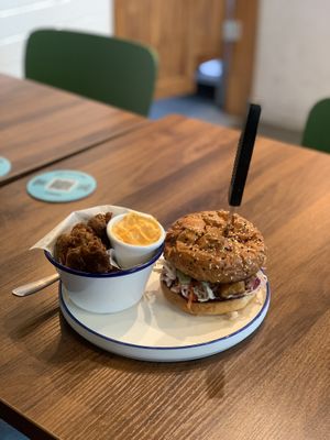 Butter chick’n burger and cauliflower bites  at Soul Burger in Parramatta