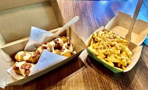 SB Popcorn Chicken with Shoestring Fries & Mac and Cheese Croquettes   at Soul Burger in Parramatta