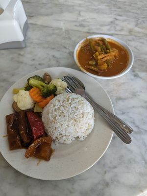 Thursday Special: Rice, Mixed Veggie Curry, Kung Pao Chicken at Coo Sweet Bun  够甜满 in Penang