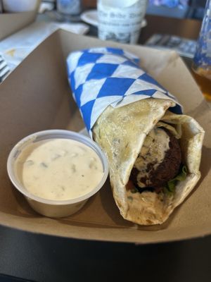 Falafel wrap  at Papa's Blue Spruce Resort in Lake Geneva