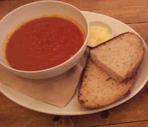 soup with sour dough at Chapel Arts Cafe in Bath