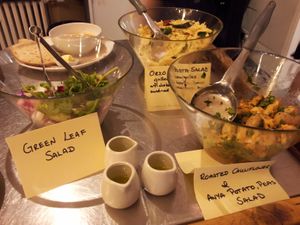Salads on offer, we had the Orzo pasta with artichoke which was really good. at Chapel Arts Cafe in Bath