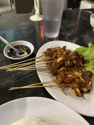 Mushroom satay #Veganuary at Karunia Baru in Bogor