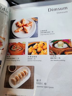 Dimsum menu at Karunia Baru in Bogor