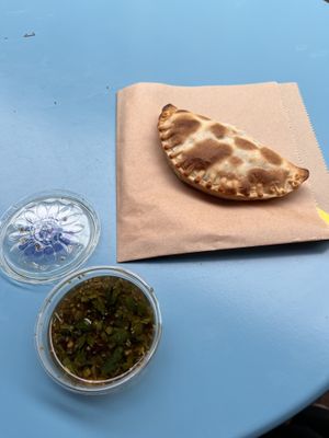 Sweet potato empanada and chimichurry  at Empanadas Maxima in Haarlem