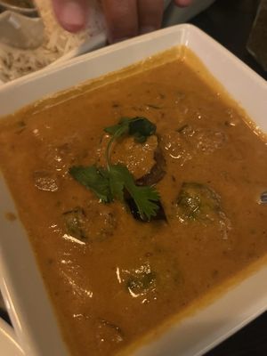 Eggplant curry for restaurant week  at Spice Kraft Indian Bistro in Arlington