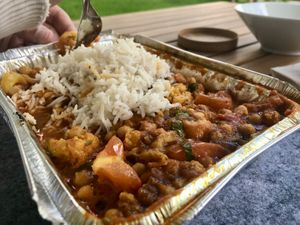 Blumenkohl Kichererbsen Marsals  at Akrams Restaurant in Garmisch-partenkirchen