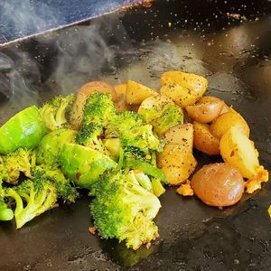 Potatoes, Broccoli, and Brussel Sprouts at Taco Da Town in Roseburg