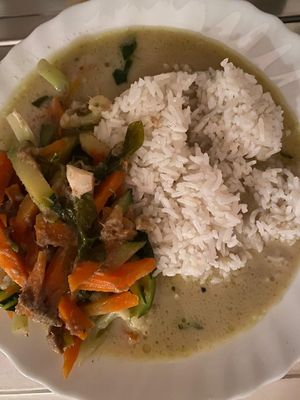 Green curry and rice at Thai Orchidee in Garda