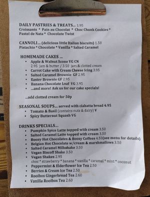 Drinks menu (Apr 2022) at Coffee Culture in York