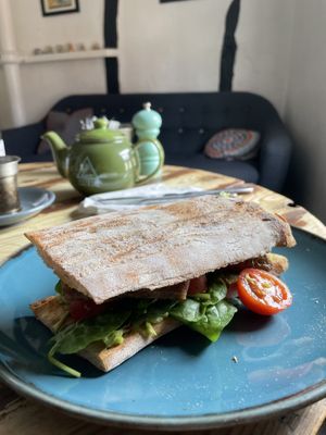 Vegetarian sausage ciabatta   at Coffee Culture in York