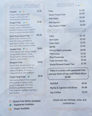 Menu as of December 2025 at BLOCK 16 in Omaha