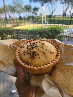 Curry filled pie at Freds Pies & More in Mellieha
