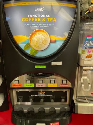 Lairds superfood vegan hot chocolate machine featuring golden milk and other tummies  at Hangry Planet in San Bruno