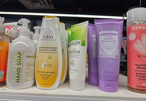 Vegan sunscreen, shampoo, shaving soap at Hangry Planet in San Bruno
