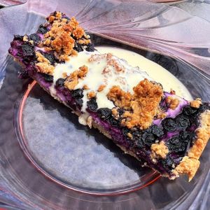 Blueberry pie with vanilla sauce.  at Kahvila Rakastan in Helsinki