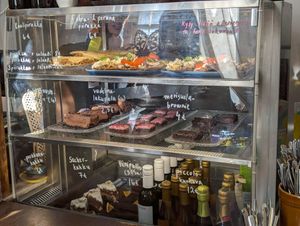 Food display at Kahvila Rakastan in Helsinki