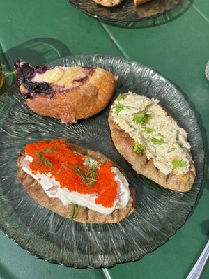 karelian pastry and blueberry bun (half of it)  at Kahvila Rakastan in Helsinki