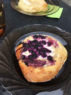 Mustikkarahkapulla!! Been looking for veganized version of this for years.  at Kahvila Rakastan in Helsinki