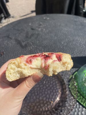 Showing how tasty and gooey the pastry was. So tasty!   at Kahvila Rakastan in Helsinki