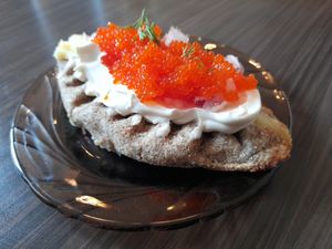 Barley-based Karelian pastry at Kahvila Rakastan in Helsinki