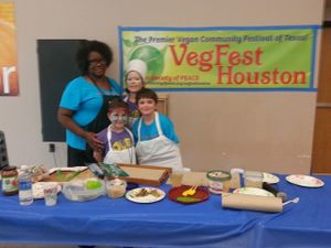 Vegan Society of P.E.A.C.E.'s childrens cooking demo at VegFest Houston at Vegan Society of PEACE in Houston