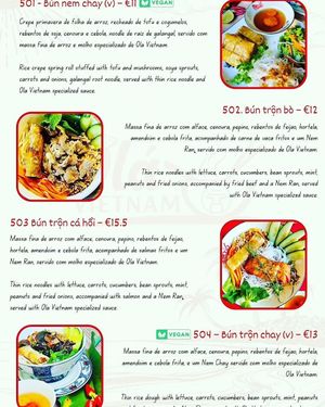 Menu   at Ola VIETNAM in Porto