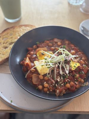 Vegan Shakshouka with tofu from seasonal specials menu   at Fore Street Café Bar in Newquay