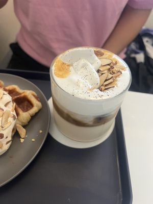 Almond latte  at Nuldam Space - Haebangchon in Seoul