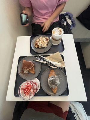 Mocha, black sesame and peanut cream croffle   at Nuldam Space - Haebangchon in Seoul