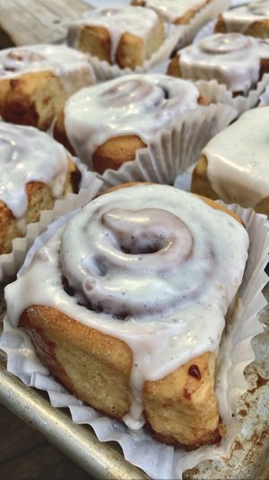 fluffy vegan/gf vanilla bean cinnamon rolls  at Little Rico in Hudson