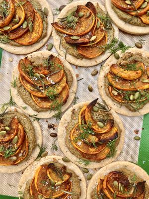 vegan/gf savory squash galette with a house-made roasted garlic pumpkin seed cheese   at Little Rico in Hudson