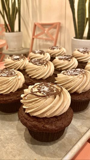 vegan/gf chocolate salted caramel jumbo cupcakes   at Little Rico in Hudson