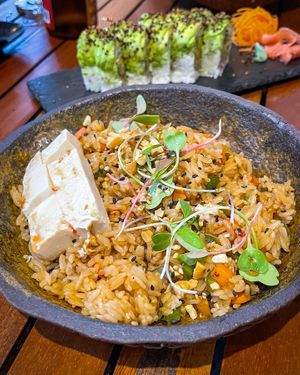 Fried rice with tofu  at  Midori in Puerto Ayora