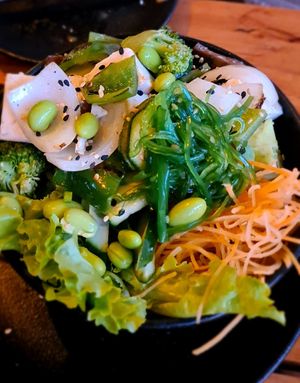 Pokebowl at  Midori in Puerto Ayora