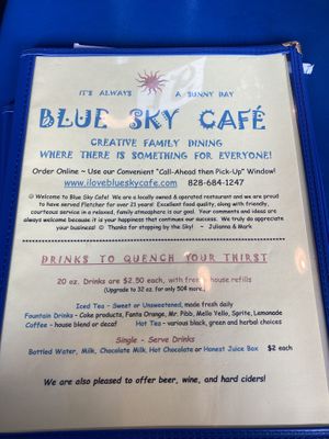 Great food at a nice clean restaurant   at Blue Sky Cafe in Fletcher