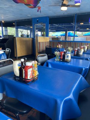 Forgot to have them hold the feta on the side dish and took a few of my husbands fries. Delicious Mediterranean Dish  at Blue Sky Cafe in Fletcher