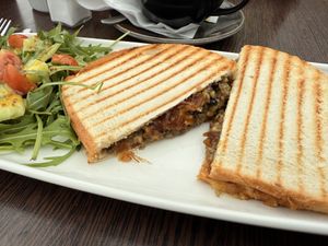 Vegan haggis and cheese toasty    at The Pier Cafe in Stirling