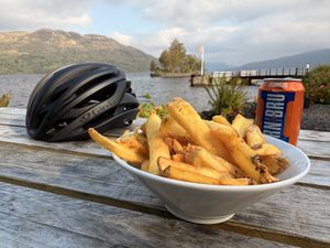 Skin on fries    at The Pier Cafe in Stirling