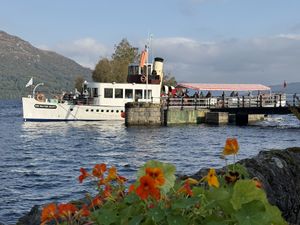 View from the cafe, steam boat runs in the summer spring months    at The Pier Cafe in Stirling