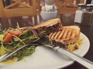 Haggis and caramelised onion toastie    at The Pier Cafe in Stirling
