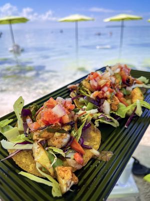 Veggie tostadas   at Maruba Beach Klub in Corozal
