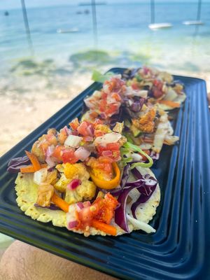 Veggie tacos  at Maruba Beach Klub in Corozal