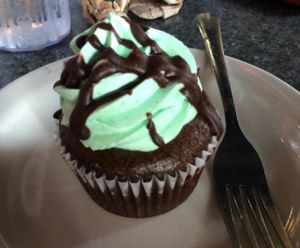 Chocolate mint cupcake at Green Vegetarian Cuisine at Alon in San Antonio