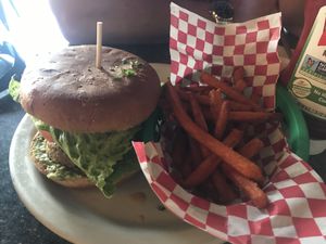 The big nasty burger at Green Vegetarian Cuisine at Alon in San Antonio
