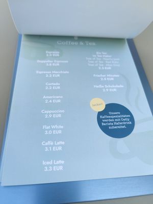 Opening menu at Greens Cafe Deli in Kempen